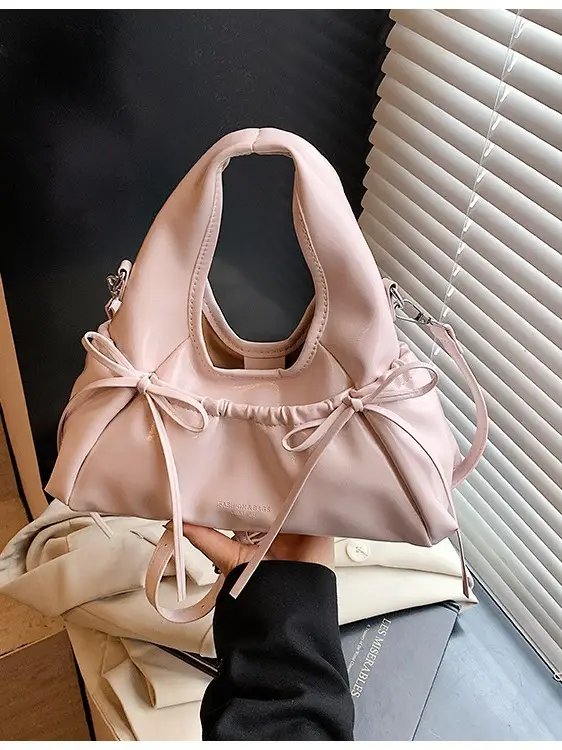 Women's Beige Bow Crossbody Tote Bag 2025 - Image 9