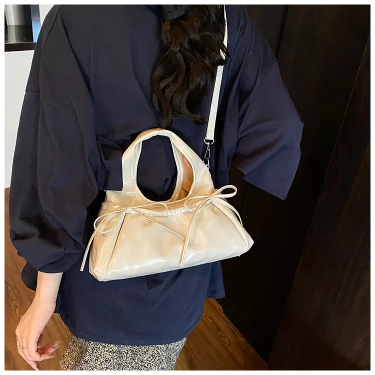 Women's Beige Bow Crossbody Tote Bag 2025 — feature 11