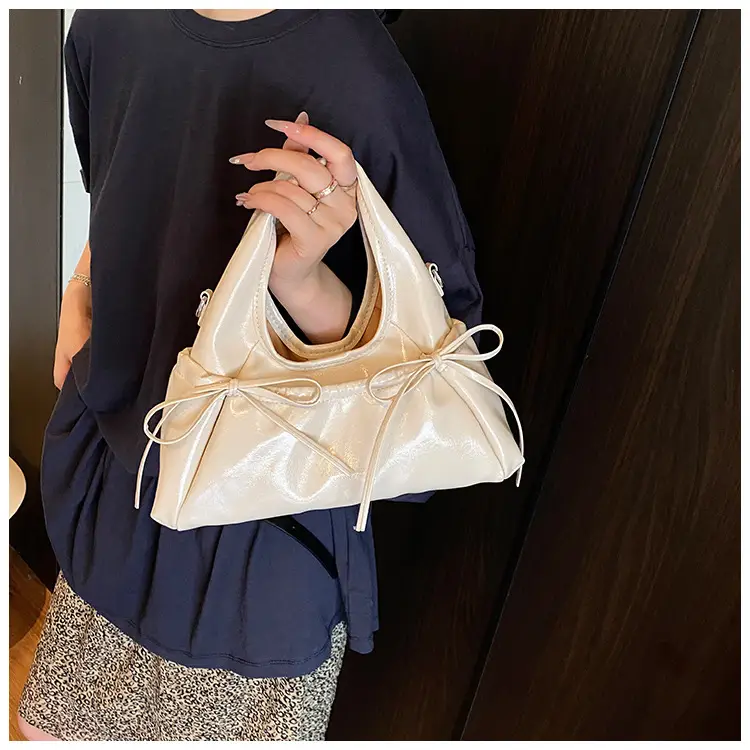 Women's Beige Bow Crossbody Tote Bag 2025 — feature 9