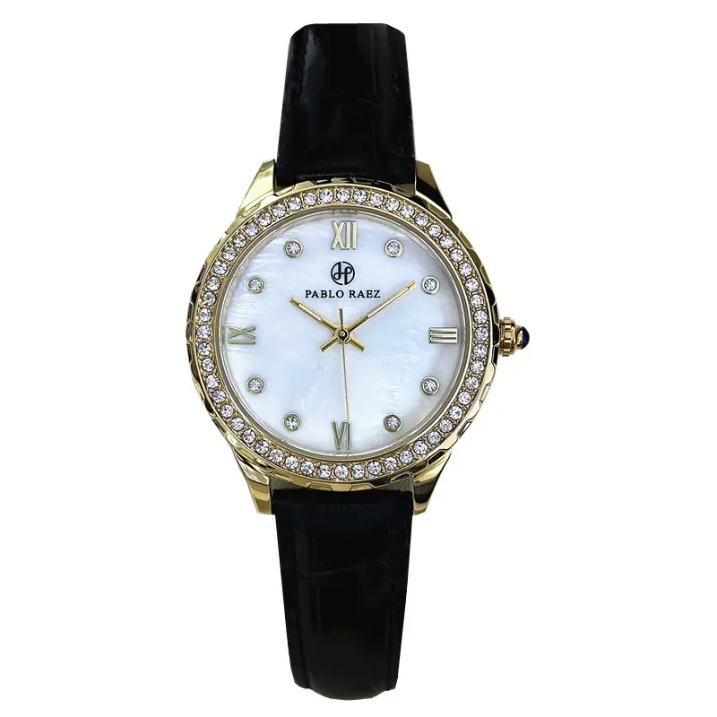 Parrot's Lady Rhinestone Watch Gold Silver Black Strap - Image 5