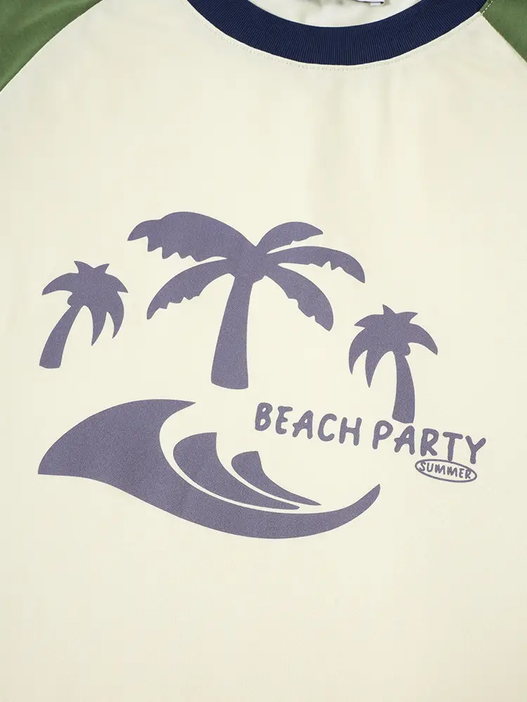 Beach Party T-Shirt Girls Boys Green Sleeve - Image 5