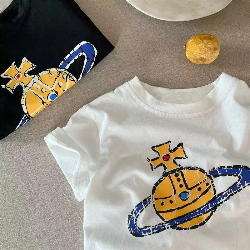 Summer Boys Cartoon Print T-Shirt White Black — feature 3