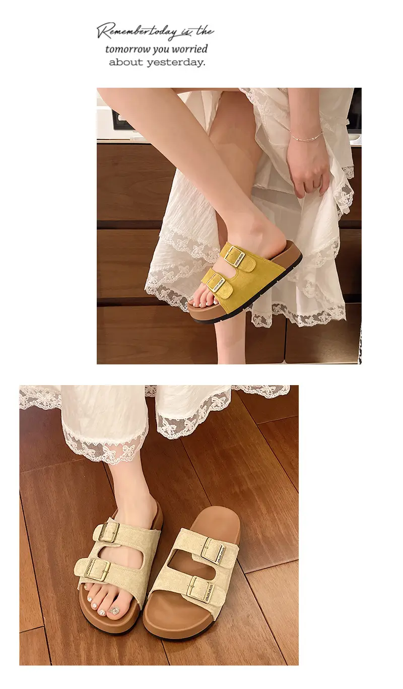 Birkenstock Sandals for Women's Summer Outer Wear 2025 New Thick-Soled Flip-Flops for Women's High-End Seaside Beach Sandals — feature 11