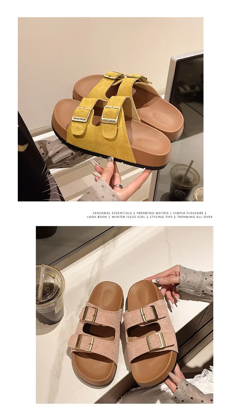 Birkenstock Sandals for Women's Summer Outer Wear 2025 New Thick-Soled Flip-Flops for Women's High-End Seaside Beach Sandals — feature 5