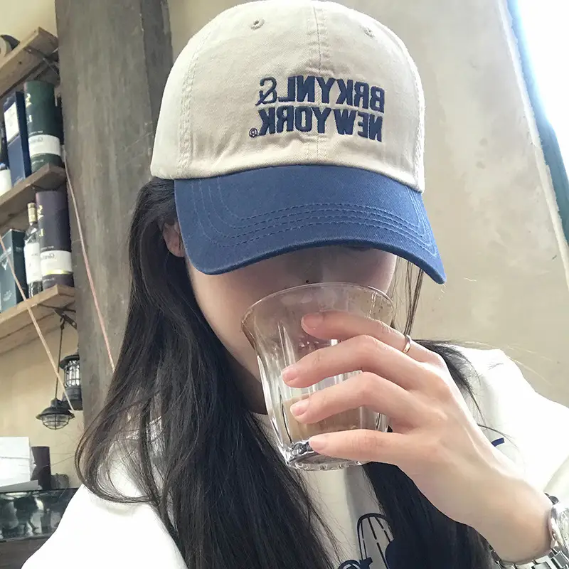 New York Brand Letter Cap for Women Blue White