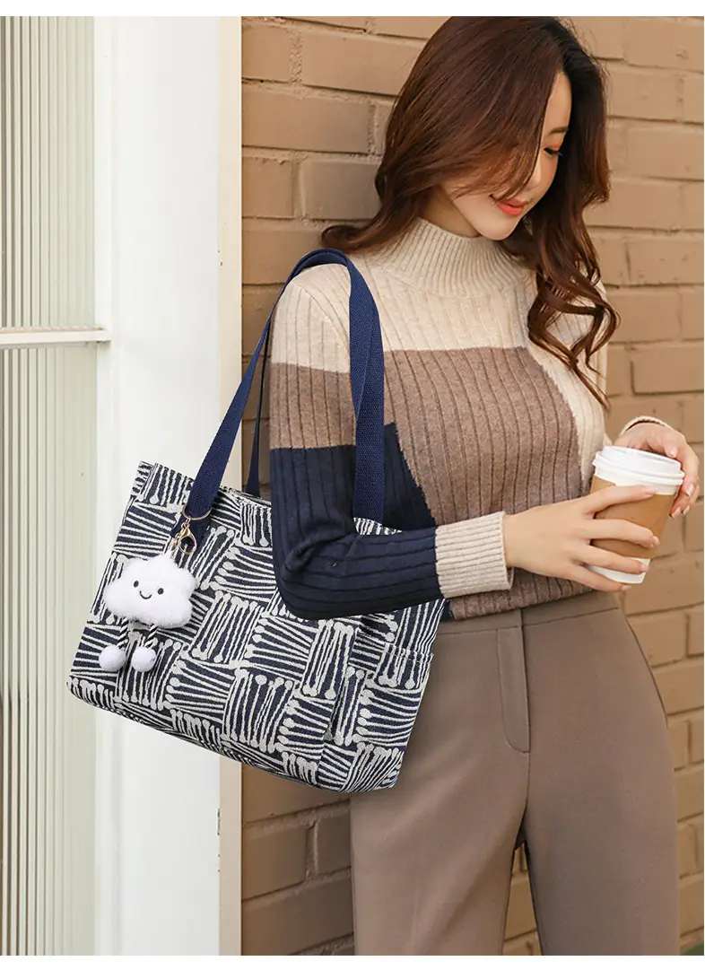 Korean Student Tote Bag with Cute Pom Pom Handle — feature 6