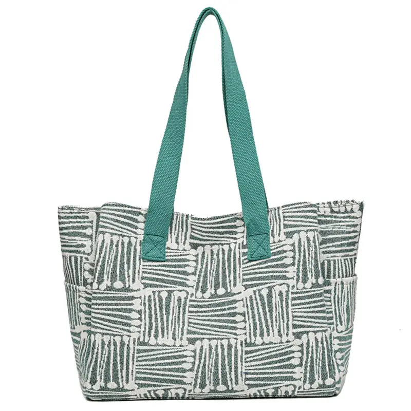 Korean Student Tote Bag with Cute Pom Pom Handle