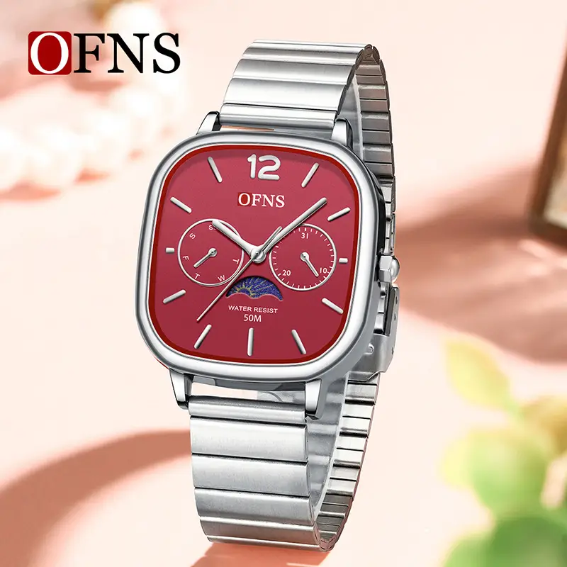 Ofns Men's Square Calendar Watch with Silicone Strap - Image 15