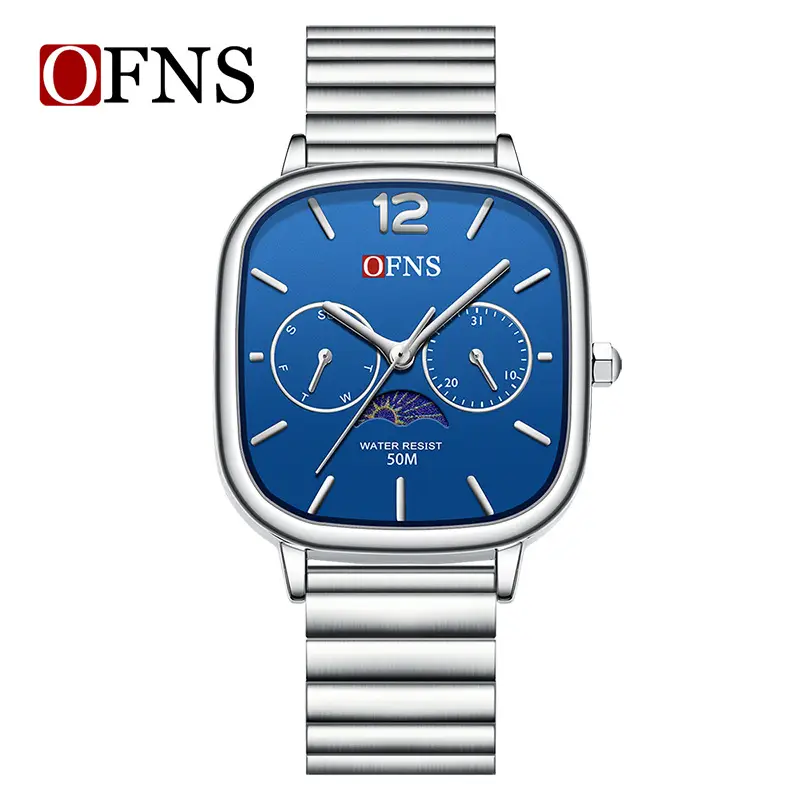 Ofns Men's Square Calendar Watch with Silicone Strap - Image 10