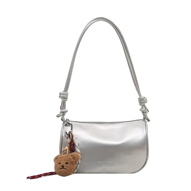 Women's White Crossbody Bag with Teddy Bear Decor - Image 15