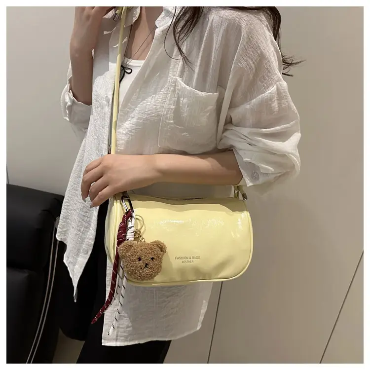 Women's White Crossbody Bag with Teddy Bear Decor — feature 16