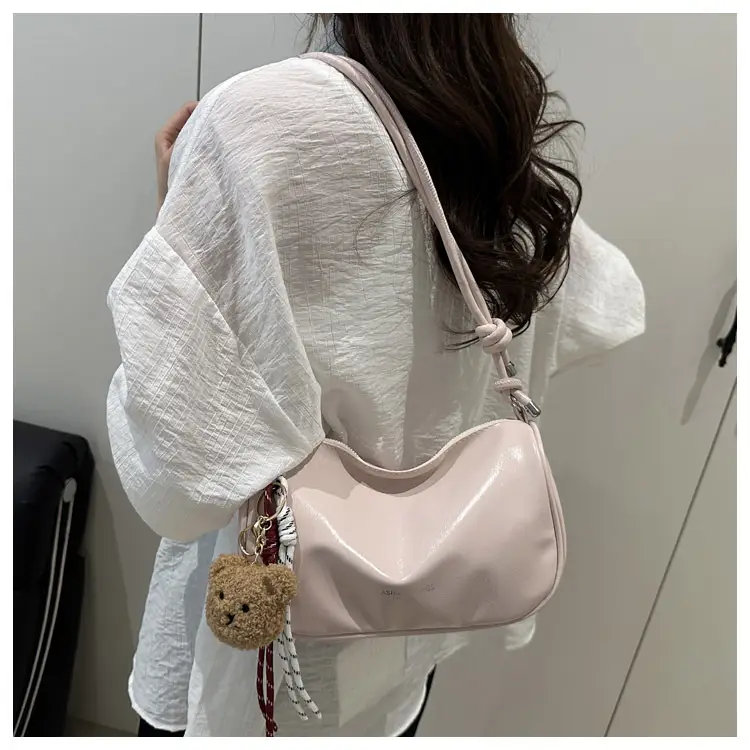 Women's White Crossbody Bag with Teddy Bear Decor — feature 19