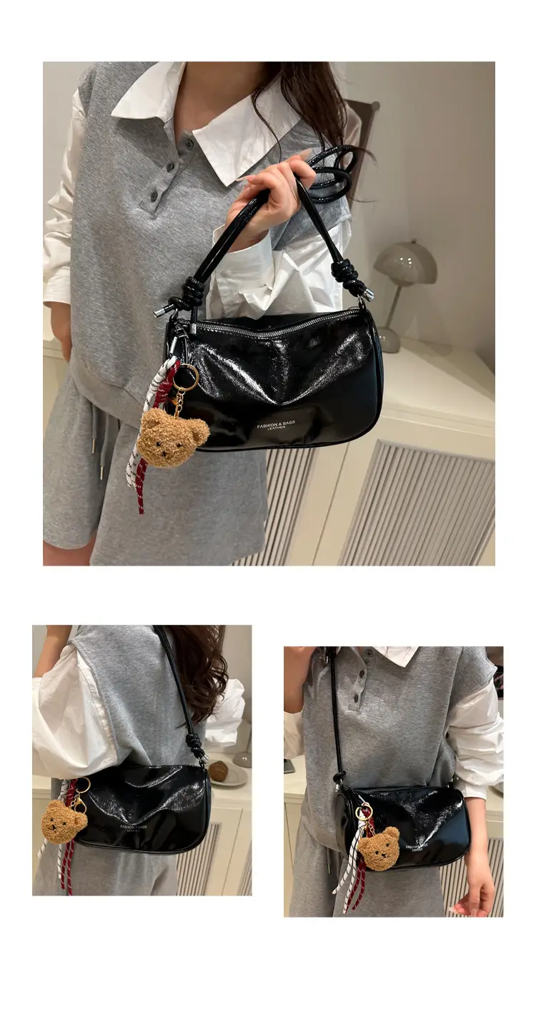 Women's White Crossbody Bag with Teddy Bear Decor — feature 24