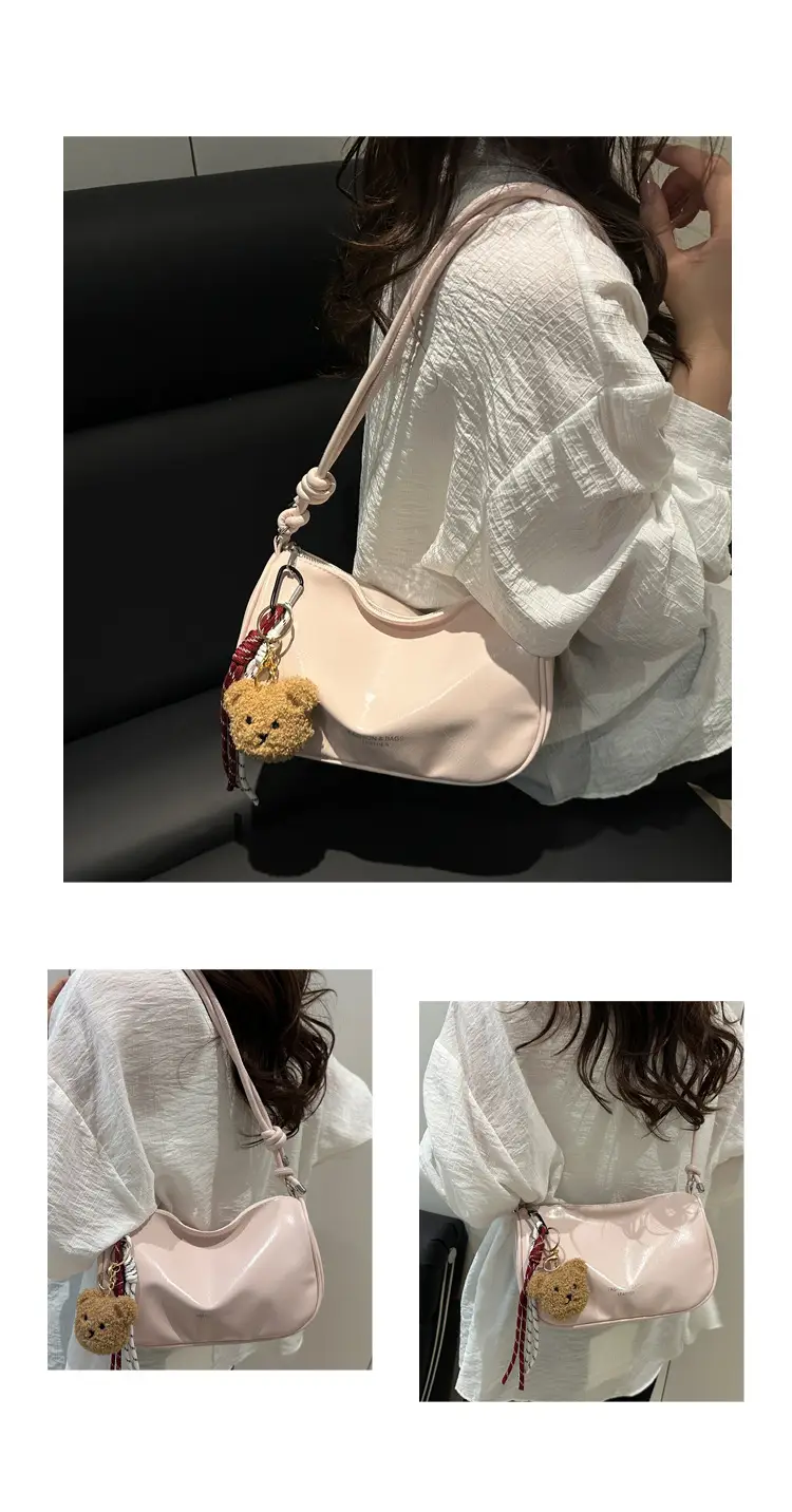 Women's White Crossbody Bag with Teddy Bear Decor — feature 25