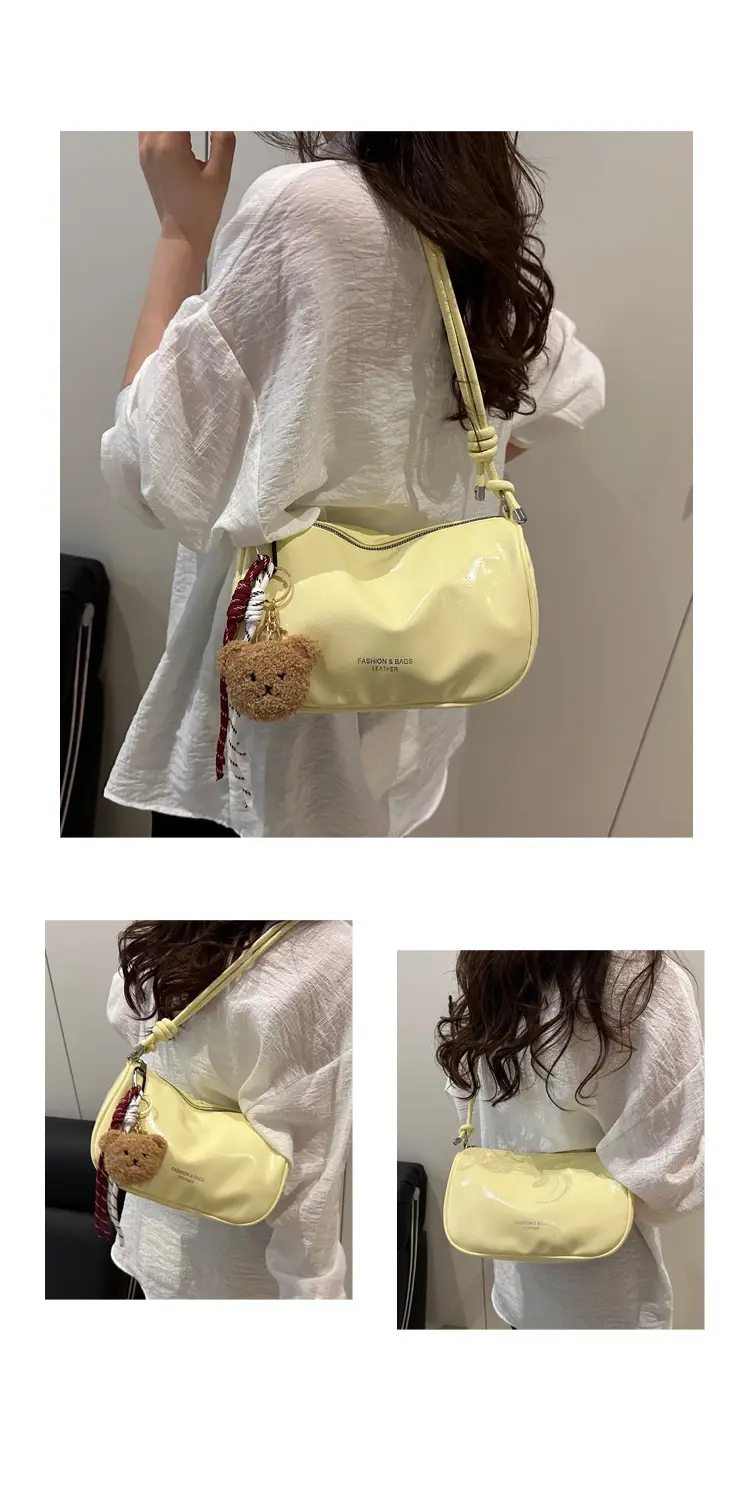 Women's White Crossbody Bag with Teddy Bear Decor — feature 26