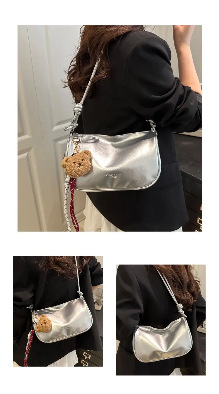 Women's White Crossbody Bag with Teddy Bear Decor — feature 28