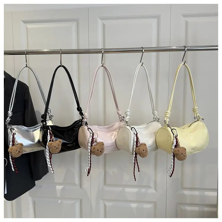 Women's White Crossbody Bag with Teddy Bear Decor — feature 8
