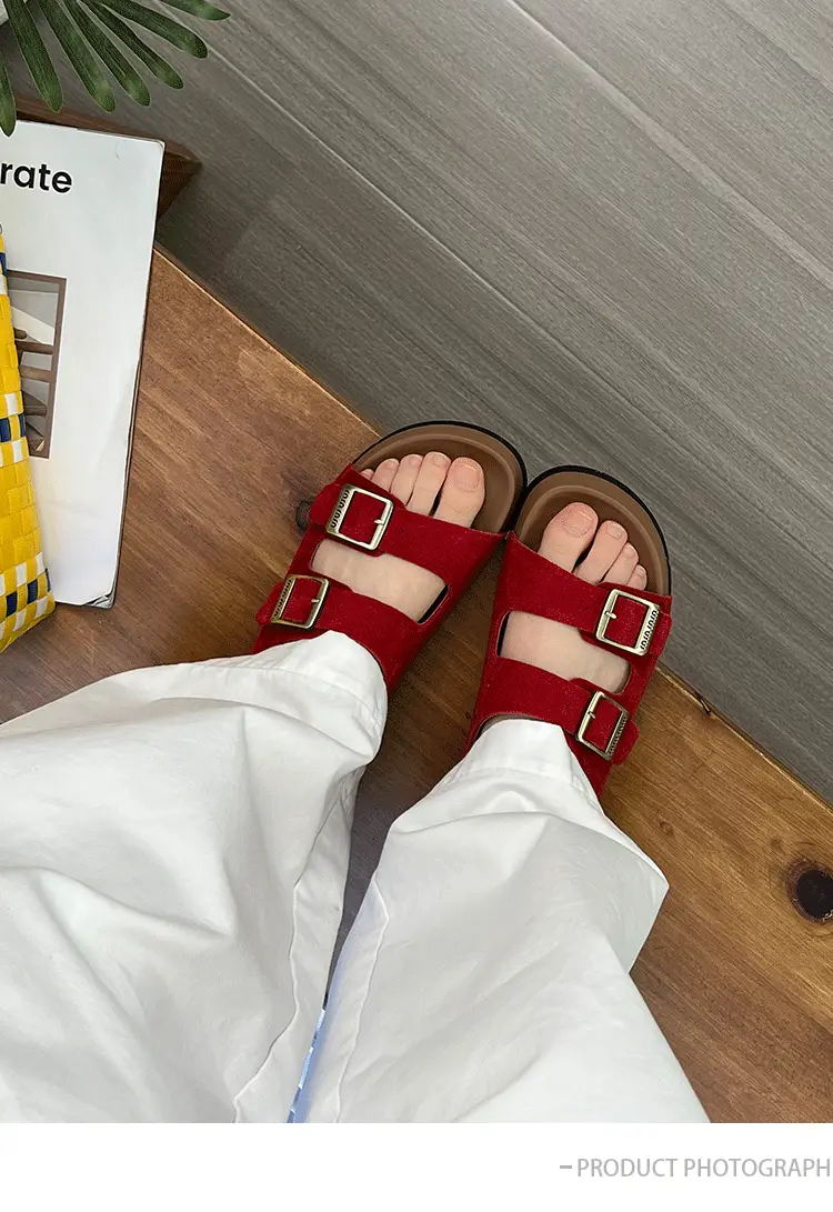 Women's Beige Leather Birkenstock Slippers Summer Flat Sandals — feature 17