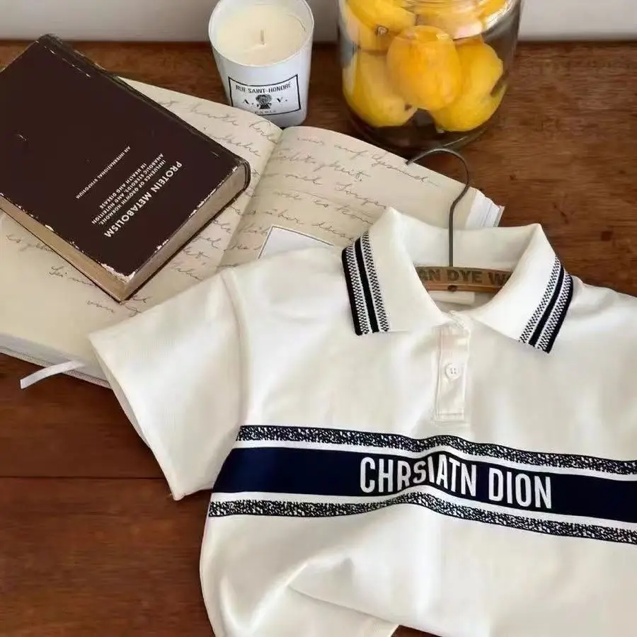 New Kids Blue Polo Shirt Pure Cotton Lapel Top — feature 3