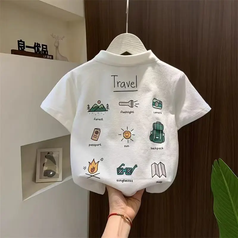 Children's Printed Travel T-Shirt Black Short Sleeve — feature 4