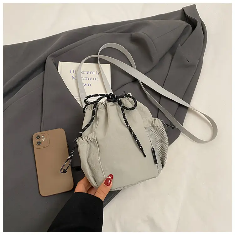 Orange Crossbody Bag for Women with Drawstring Closure