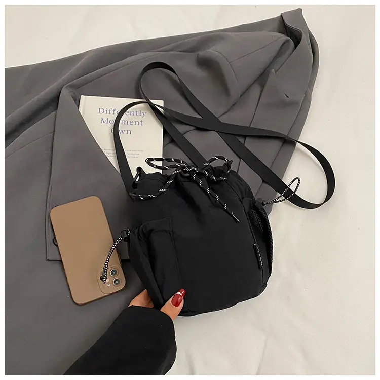 Orange Crossbody Bag for Women with Drawstring Closure