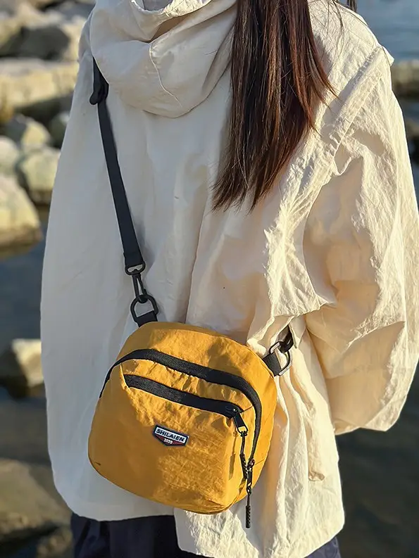 Yellow Mini Crossbody Mobile Tote Bag for Men Women
