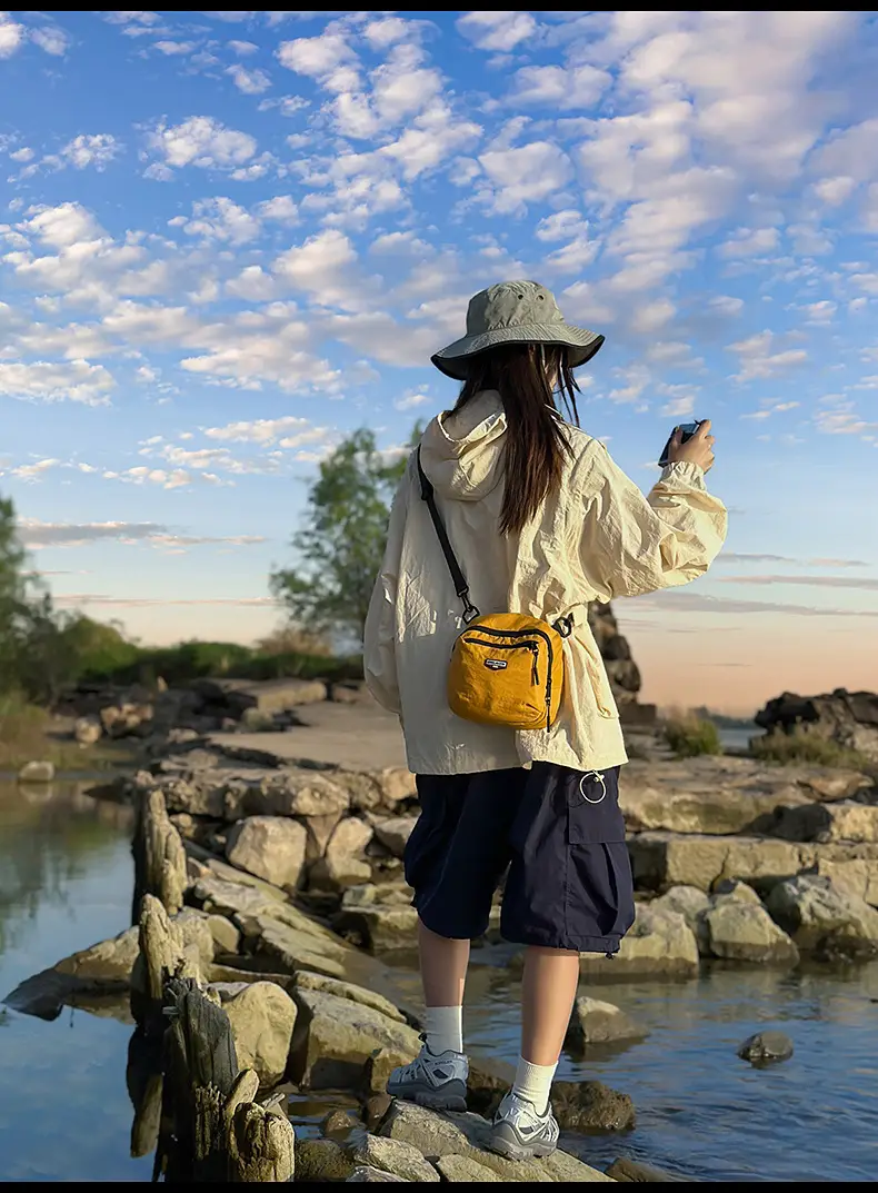 Yellow Mini Crossbody Mobile Tote Bag for Men Women — feature 21