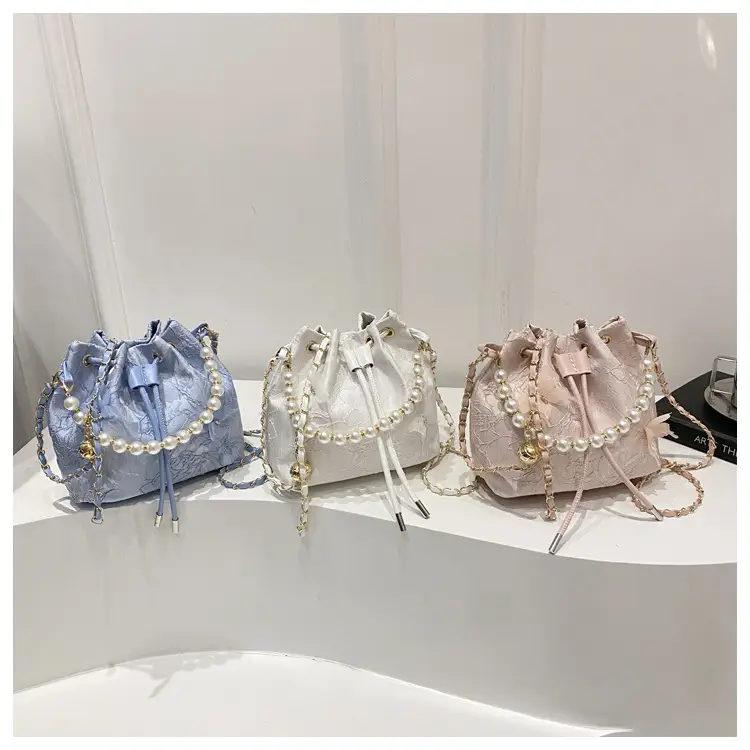 2025 Pearl Crossbody Bag Blue Pink Light