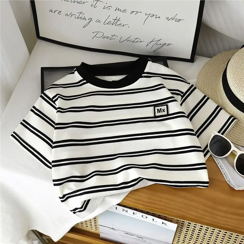 Boys Striped T-Shirt Short Sleeve Korean Style