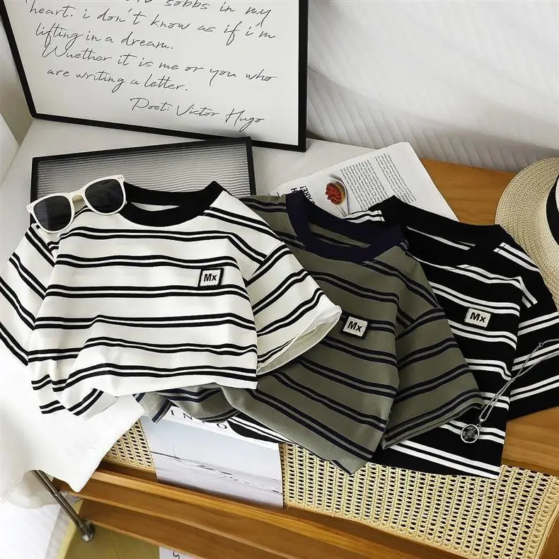 Boys Striped T-Shirt Short Sleeve Korean Style — feature 11