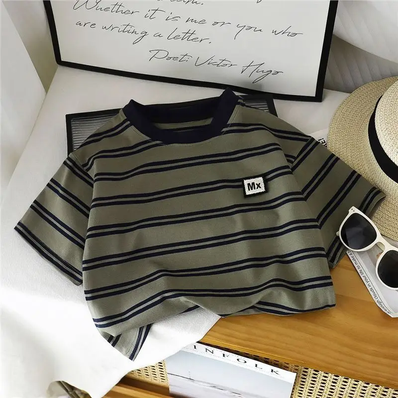 Boys Striped T-Shirt Short Sleeve Korean Style
