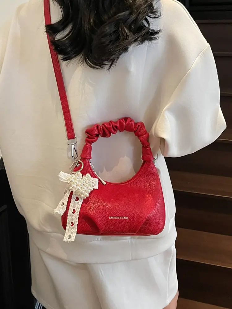 Yellow Pleated Shoulder Bag for Women 2025 Summer - Image 8