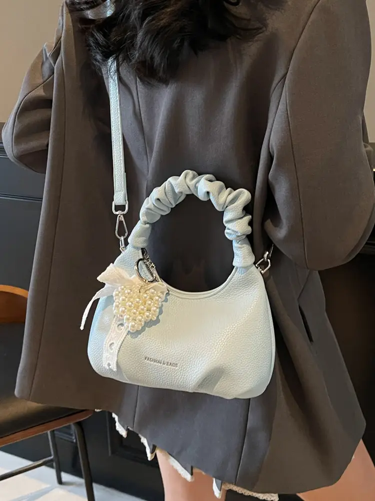 Yellow Pleated Shoulder Bag for Women 2025 Summer - Image 9