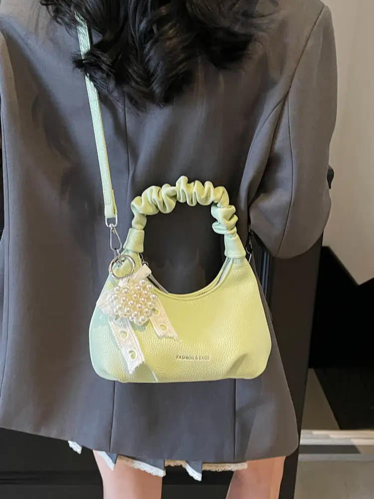 Yellow Pleated Shoulder Bag for Women 2025 Summer - Image 10