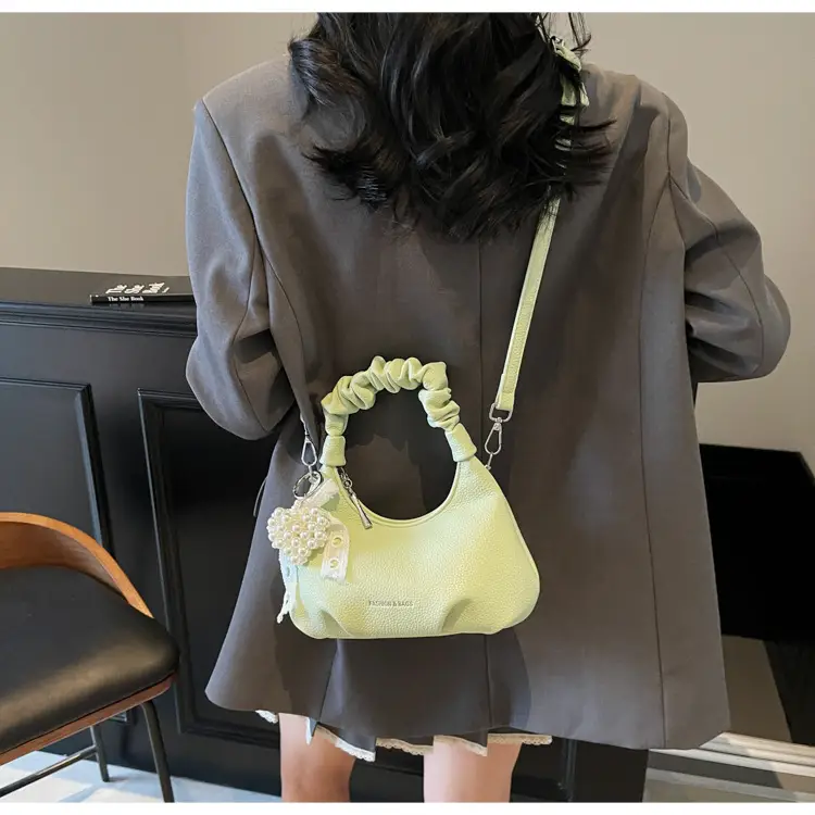 Yellow Pleated Shoulder Bag for Women 2025 Summer — feature 14