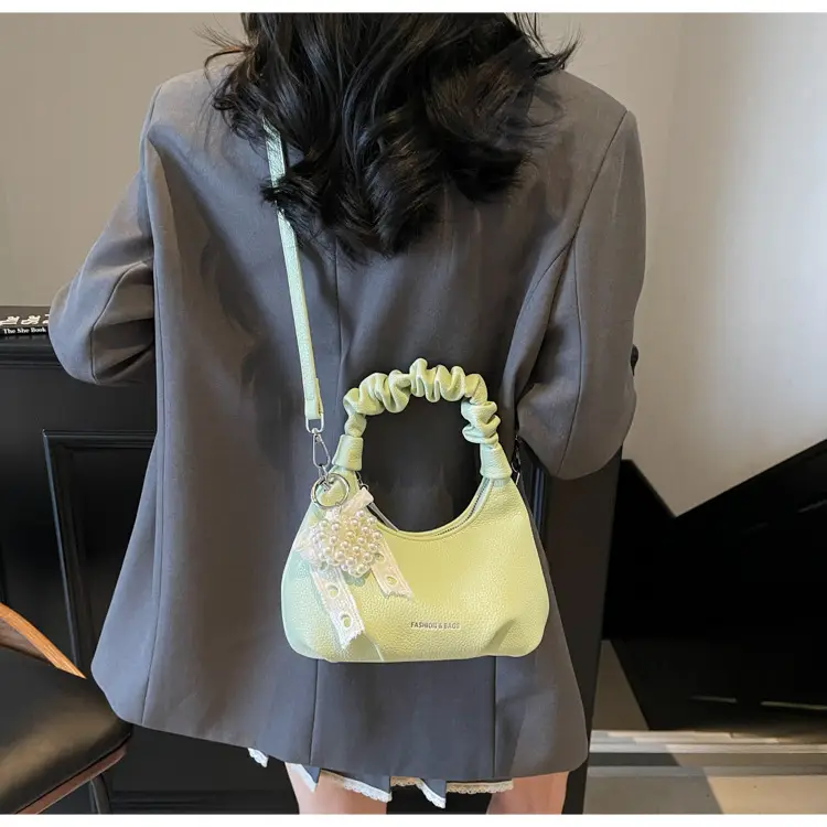 Yellow Pleated Shoulder Bag for Women 2025 Summer — feature 15