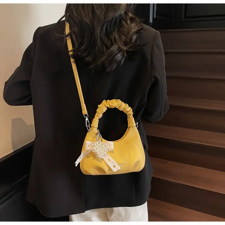 Yellow Pleated Shoulder Bag for Women 2025 Summer — feature 22