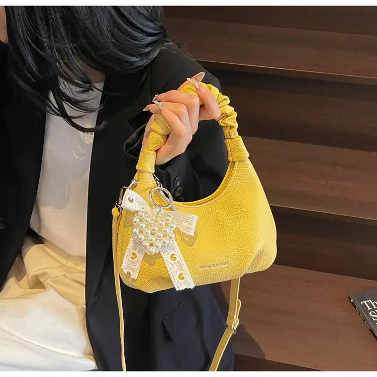 Yellow Pleated Shoulder Bag for Women 2025 Summer — feature 24