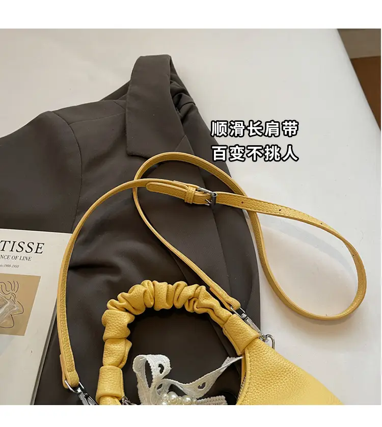 Yellow Pleated Shoulder Bag for Women 2025 Summer — feature 3
