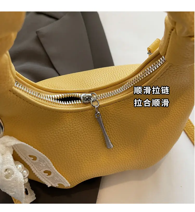 Yellow Pleated Shoulder Bag for Women 2025 Summer — feature 5