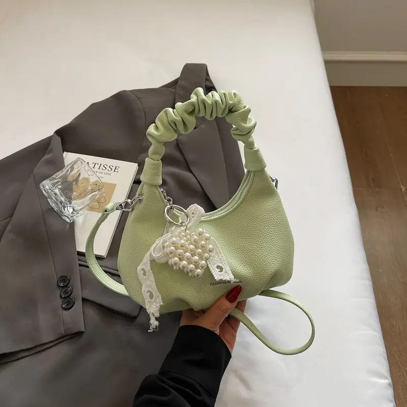 Yellow Pleated Shoulder Bag for Women 2025 Summer - Image 3