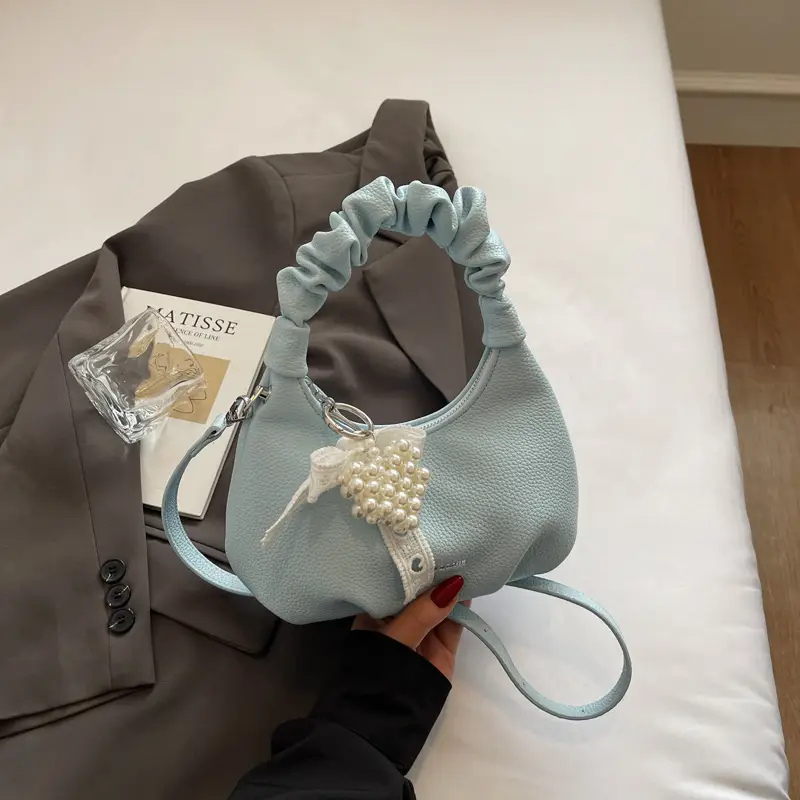 Yellow Pleated Shoulder Bag for Women 2025 Summer - Image 4