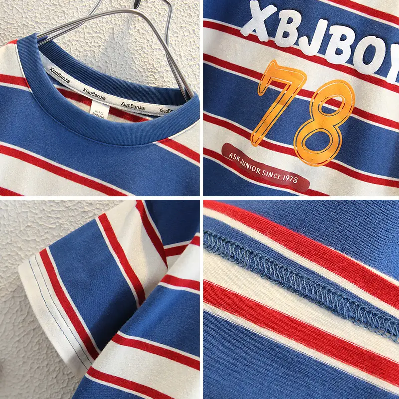 Boys Striped Cotton T-Shirt 2025 Summer - Image 3