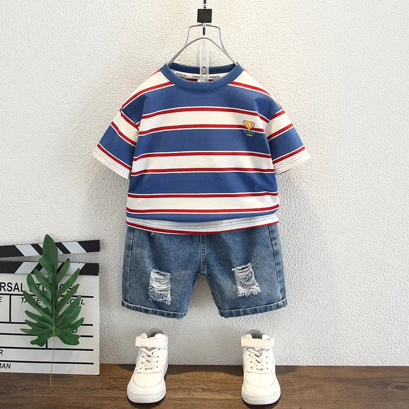 Boys Striped Cotton T-Shirt 2025 Summer - Image 4