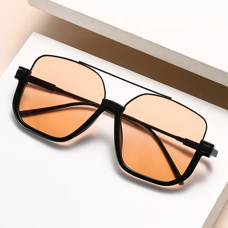 Women Sunglasses Big Face Trendy Brown Large Frame - Image 13