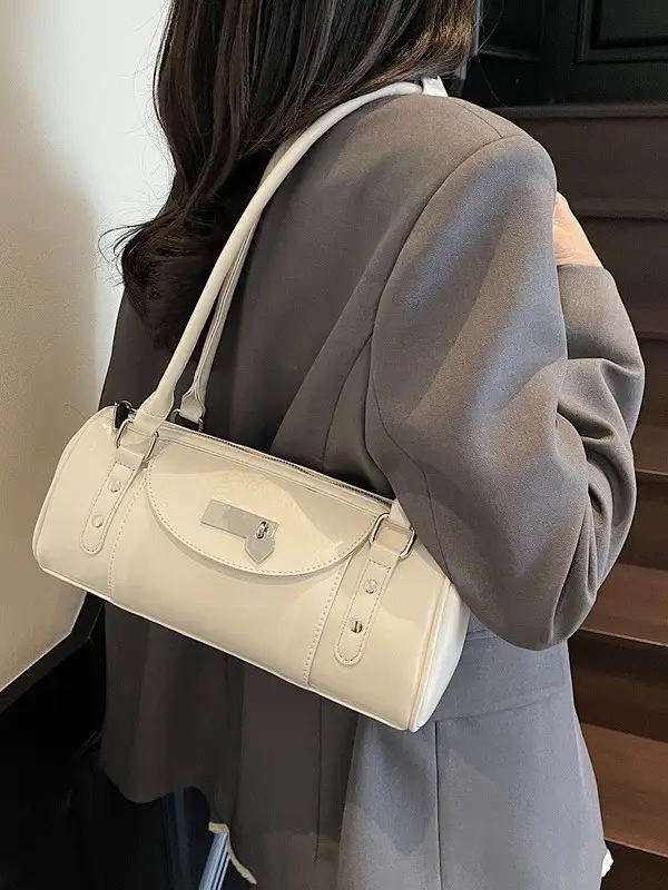 Women's White Cylindrical Shoulder Bag 2025