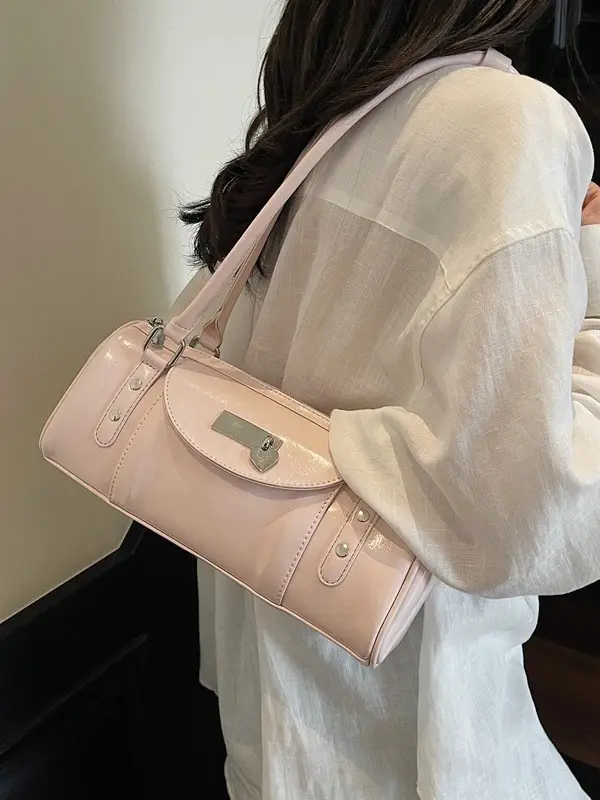 Women's White Cylindrical Shoulder Bag 2025