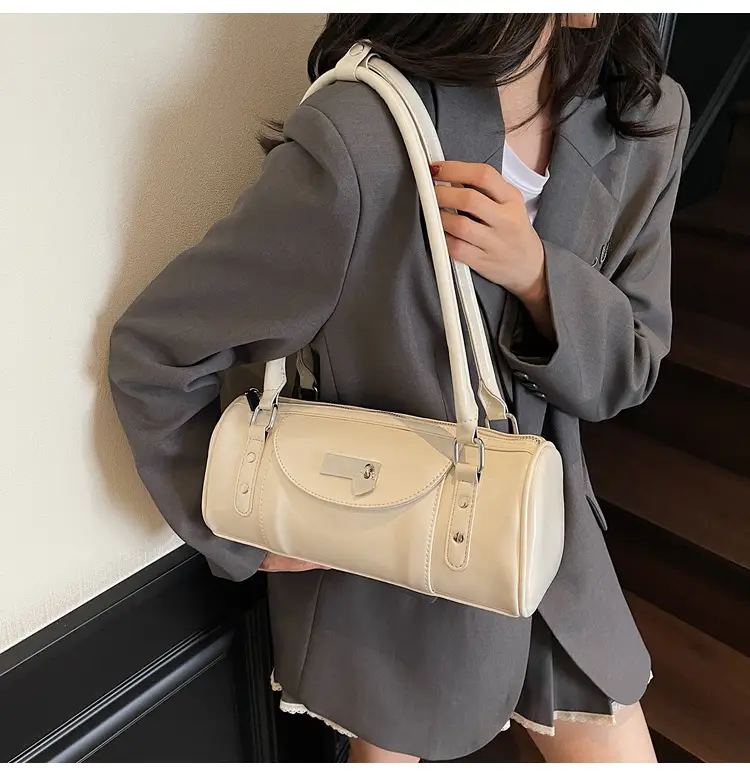 Women's White Cylindrical Shoulder Bag 2025 — feature 18
