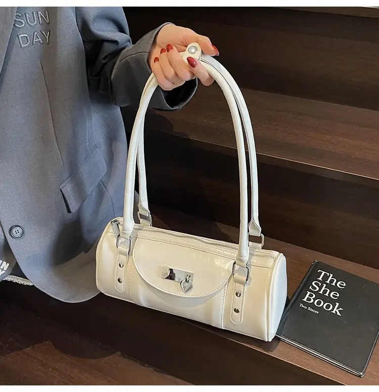 Women's White Cylindrical Shoulder Bag 2025 — feature 19